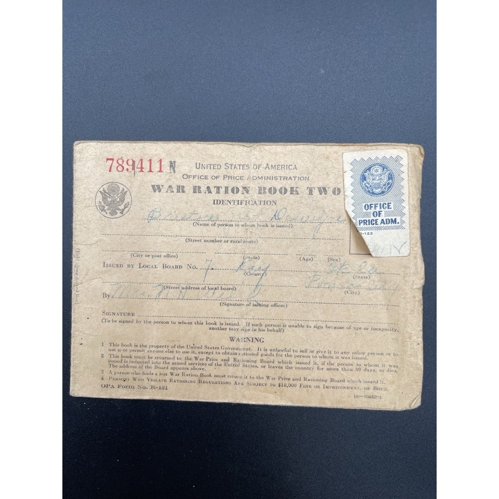 WWII War Ration Book Two w Stamps OPA Oklahoma Named DeWayne 1061
